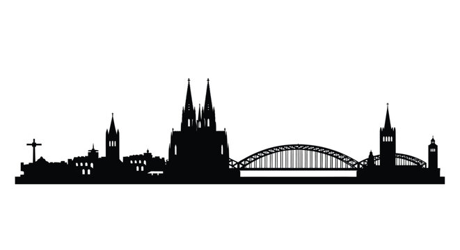Cologne skyline featuring the cathedral and a prominent bridge silhouette