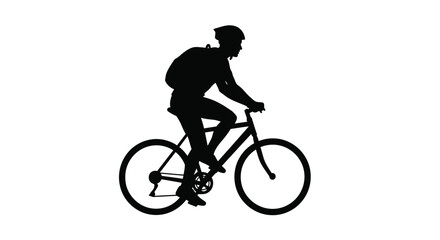 Obraz premium Silhouette of a cyclist riding a bicycle against a white background