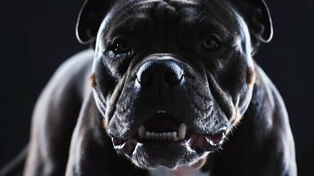 Intense canine focus: fierce bulldog expresses power and alertness