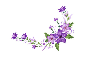 Obraz premium Lavender floral botanical corner arrangement rich composition