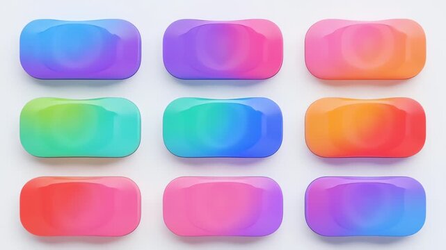 Colorful Gradient Buttons - A Vibrant Collection for Design Projects.