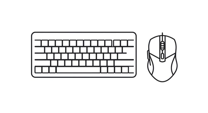 Computer keyboard and mouse illustration.