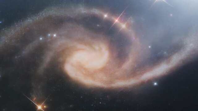 Cosmic Voyage Through a Majestic Spiral Galaxy in Deep Space.