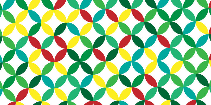 seamless vector overlap pattern circle ornament colorful stars element fabric textile design. creative diamond repeat decoration print floral texture background.