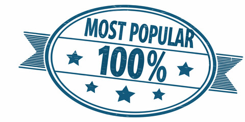 Obraz premium A blue stamp proclaiming most popular with a star and 100 symbol