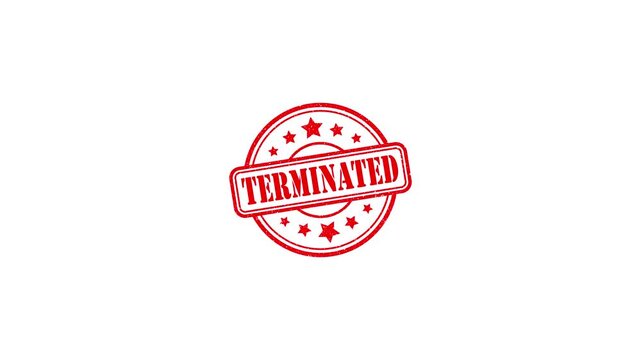 Round seal Terminated Rubber Stamp Slide up to down animation. terminated rubber stamp motion graphics. texture rubber stamp 4k video footage.