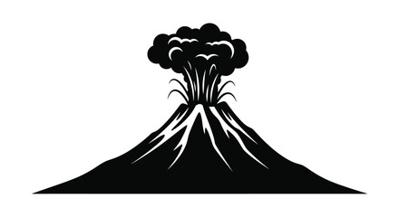 Volcanic eruption with flowing lava and smoke a striking silhouette © MDSAJIB