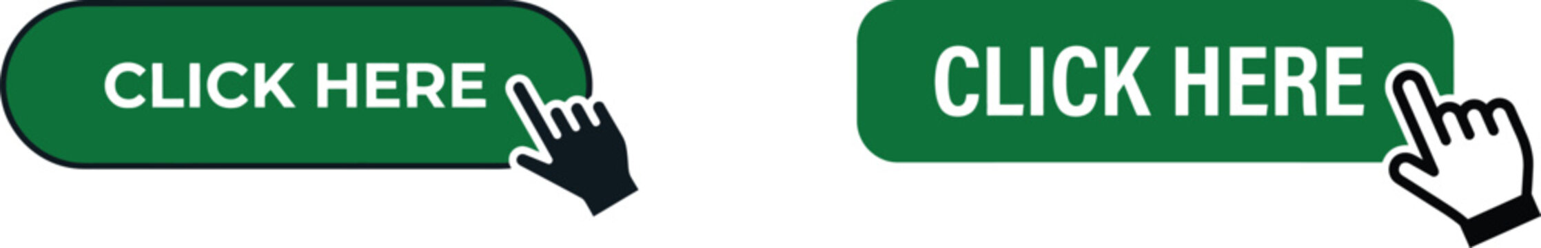 Click here buttons hand cursor call to action icons