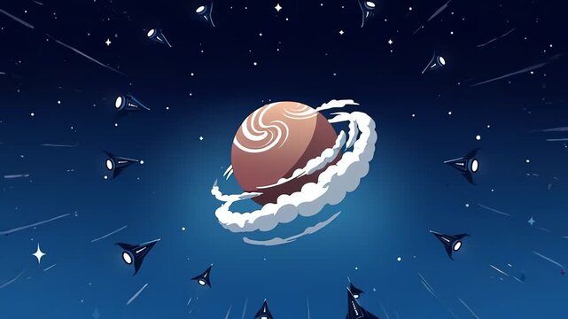 Cartoon Planet Under Attack - A Cosmic Battle Animation.