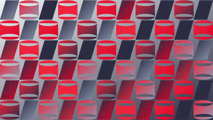 Fototapeta premium Abstract Pattern with Red and Gray Cylindrical Shapes