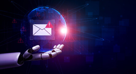 Fototapeta na wymiar AI enhances cybersecurity through intelligent phishing detection, analyzing email patterns, and preventing fraudulent messages before they reach users. Parse