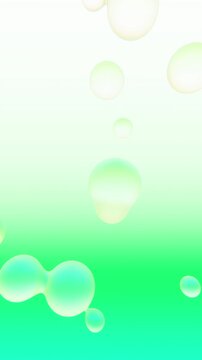 Vertical 3D abstract metaballs bubbles background copyspace gradient pastel green mint, endless loop animation wallpaper banner template mockup poster, frutiger aero, airy dreamy wellness spa eco tech
