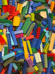 Naklejka premium Colorful lego bricks pile