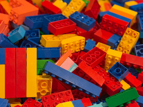 Colorful plastic building bricks