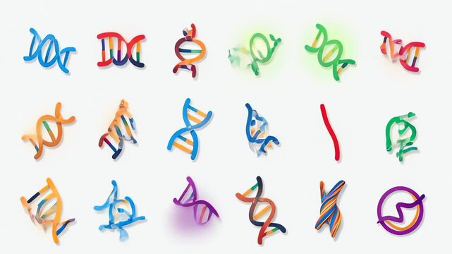 DNA Icons - A Colorful Collection for Science and Technology Projects.