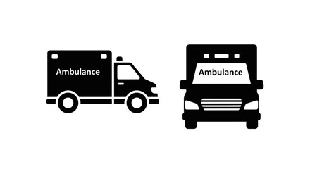 Two black ambulance silhouettes one side and front views displayed © Creator Rima Akter
