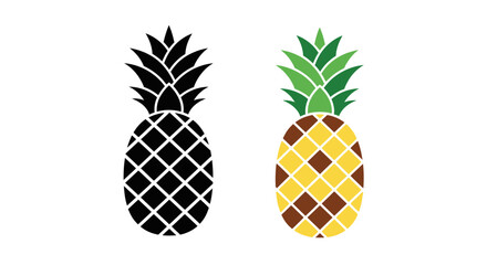 Obraz premium Two stylized pineapples one black and one with a diamond pattern