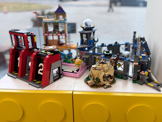Naklejka premium Colorful lego city display