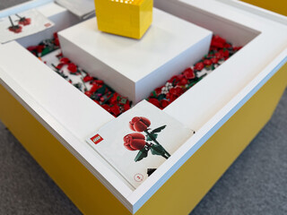 Naklejka premium Lego red rose display with instruction booklet