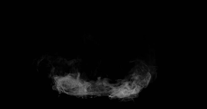Super Slow Motion of White Smoke Texture Isolated on Black Background. Filmed on High Speed Cinema Camera, 500fps. VFX element for overlay.