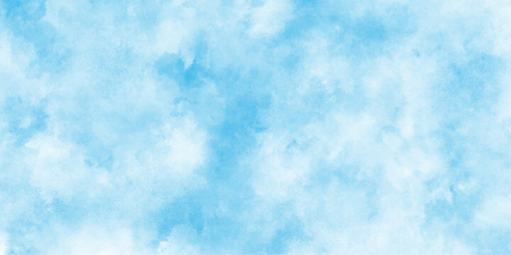 Abstract blue watercolor gradient paint on texture, abstract painted white clouds with pastel blue border grunge, blurred and grainy Blue powder explosion on white background,