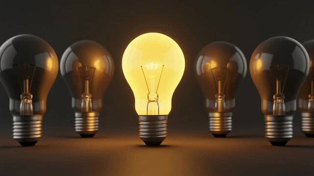 Illuminated Light Bulb Representing a Solution and Idea.