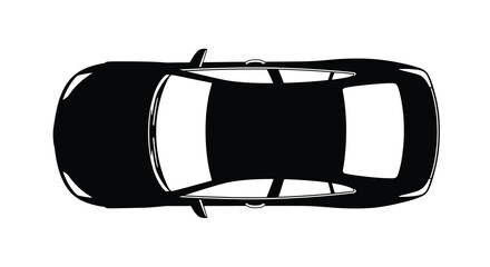 A stark black and white top down view depicts a modern sedan automobile showcasing its streamlined design and roofline high quality professional © ArtBySalea07