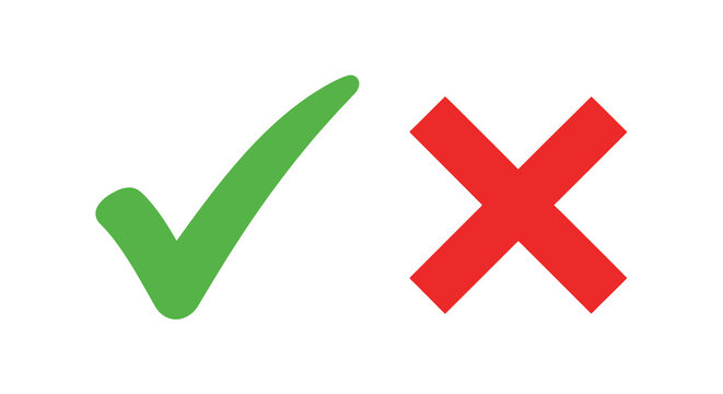 A vibrant illustration depicts a green checkmark positioned beside a bold red x representing approval and disapproval high quality