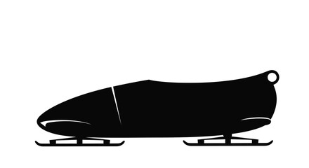 A stark black silhouette depicts a bobsleigh streamlined and poised for speed on the ice track high quality professional © ArtBySalea07