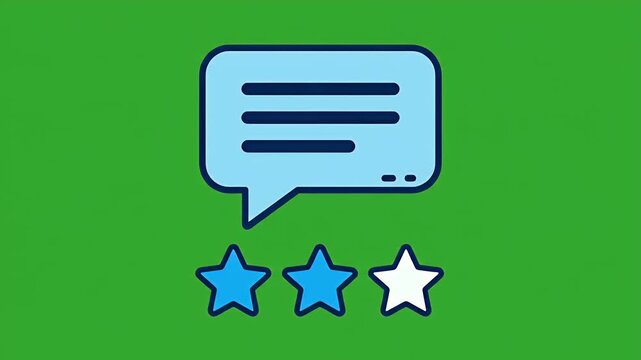 Light Blue Speech Bubble and Three Dynamic Star Icons Over a Vibrant 4K stock animation video on a green screen for chroma key background in video editing.&nbsp;
