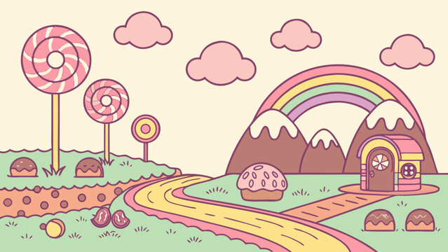 Bright 8 Bit Pixel Candy Land Game World Colorful Retro Arcade Platformer Background