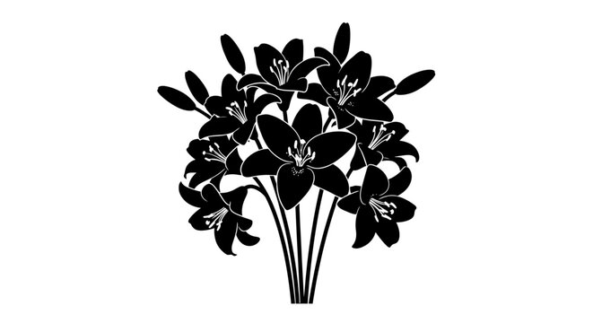 Easter Vector bouquet of 7 black lilies flowers isolated on White Background vector