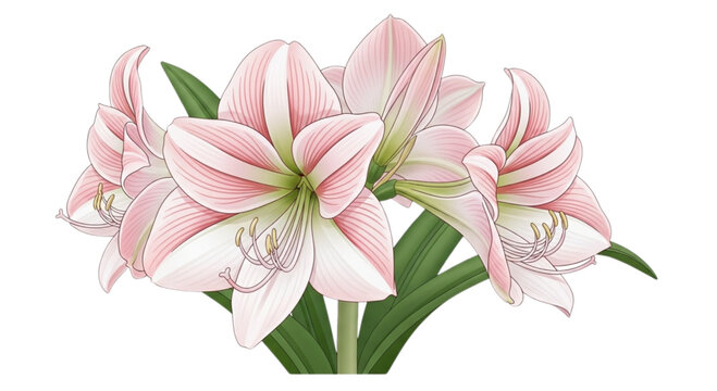 Amarcrinum Flower Vector &ndash; Pink White Hybrid Lily Botanical Illustration