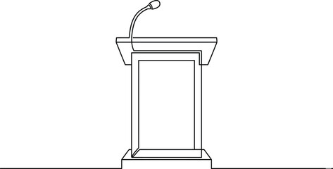 Continuous line art of a podium with microphone single line drawing of a lectern