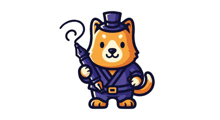 Fototapeta premium Cartoon dog character holding pen in a blue uniform