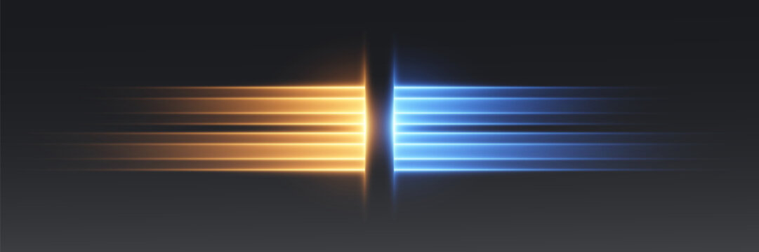 Neon light lines with glowing effect and split center energy