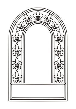 Arched fleur de lis frame outline classic decorative border