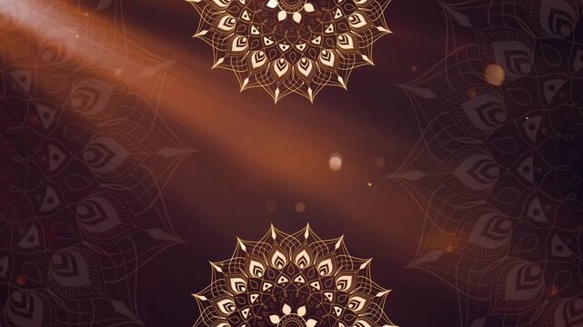 Islamic Eid Mubarak Ramadan background with mandala moon and bokeh loop. dark background. Animation with Empty Text Area Greeting Card Stock Video