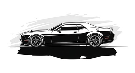 Naklejka premium Modern American Muscle Car Vector Illustration Side Profile