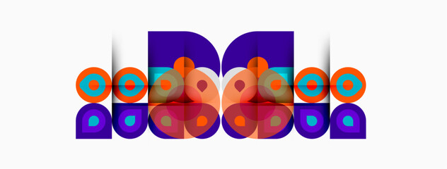 Abstract graphic design featuring letter B with colorful circular elements. Modern aesthetic, vibrant hues, geometric shapes present. © antishock
