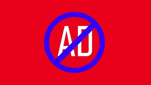 Ad block motion graphic, advertisement blocking animation, promotion refusal concept visual