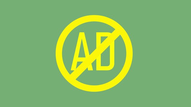 No ads prohibition symbol animation appearing on green background for marketing concepts