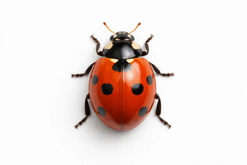 Naklejka premium Red ladybug, beetle, insect close-up, empty space for text, nature, template, photo background, banner, layout