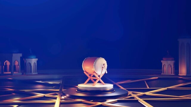 Eid al-Fitr and Eid al-Adha celebrations, Background in 4K Resolution eid mubarak and islamic new year celebration background drum pray moon ornament