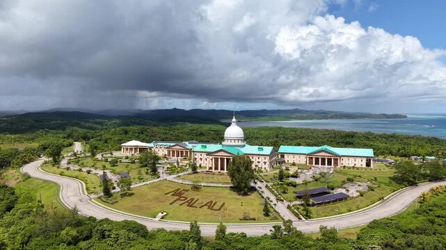Palau Smallest Capital Ngerulmud Babeldaob Capitol Government Oceania Pacific Aerial Drone 4K