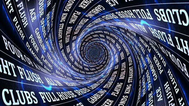Poker Keywords on the Tunnel Walls, Animation, Background, Loop
