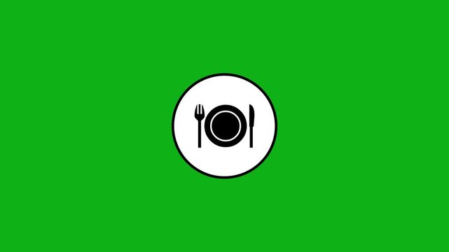 Clean plate with fork and knife icon motion graphic on green background