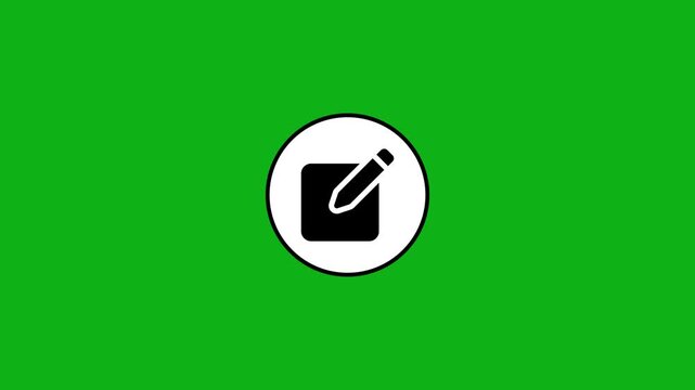 Pencil and paper icon animate on green screen, easy to use for editing footage