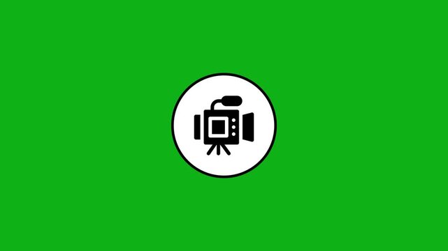 Vintage camera icon on green screen chroma key background video clip