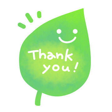 Thank youのメッセージと緑色の葉っぱ